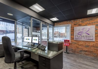 Des Moines Radio Group lobby and front desk station