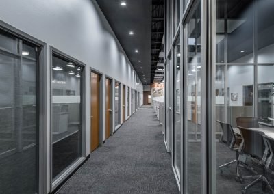 Des Moines Radio Group office cubicles, meeting rooms, and main hallway