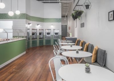 Nosh Bowls seating area with frozen yogurt station