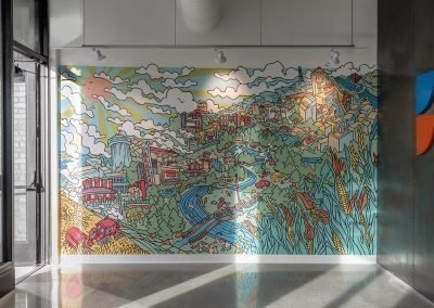 Google Fiber wall art mural in office