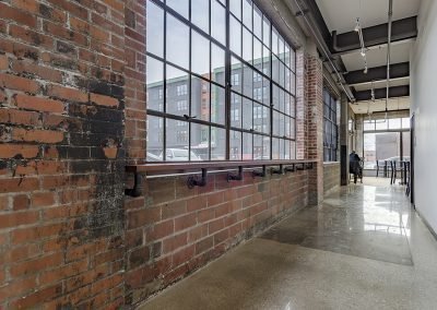 Walnut restaurant side walkway with historic brick structures